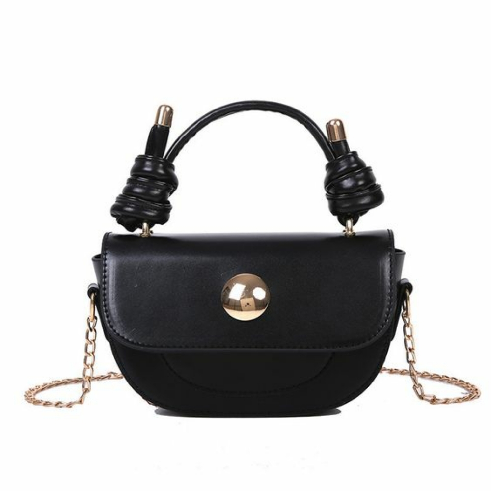 Vintage Inspired Black Leather Handbag
